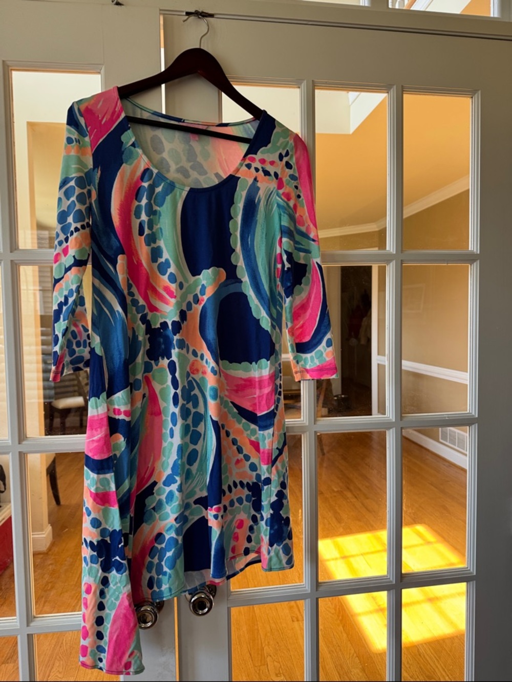 Lilly Pulitzer Multicolor Abstract Wave Print Dress - Navy, Pink, Teal